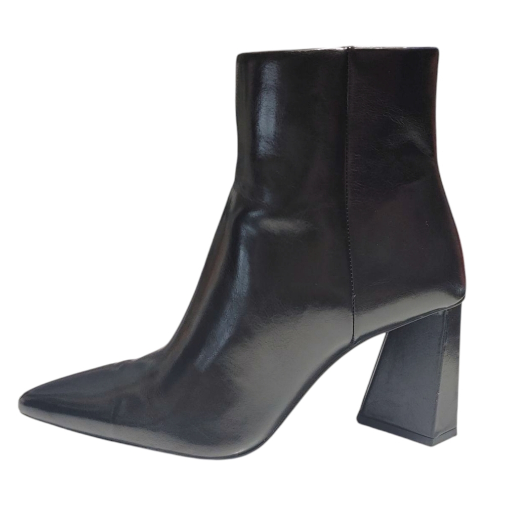 Zara Faux Leather Pointed Toe Geometric Heel Zipper Ankle Booties Womens Size 37 - Picture 1 of 9
